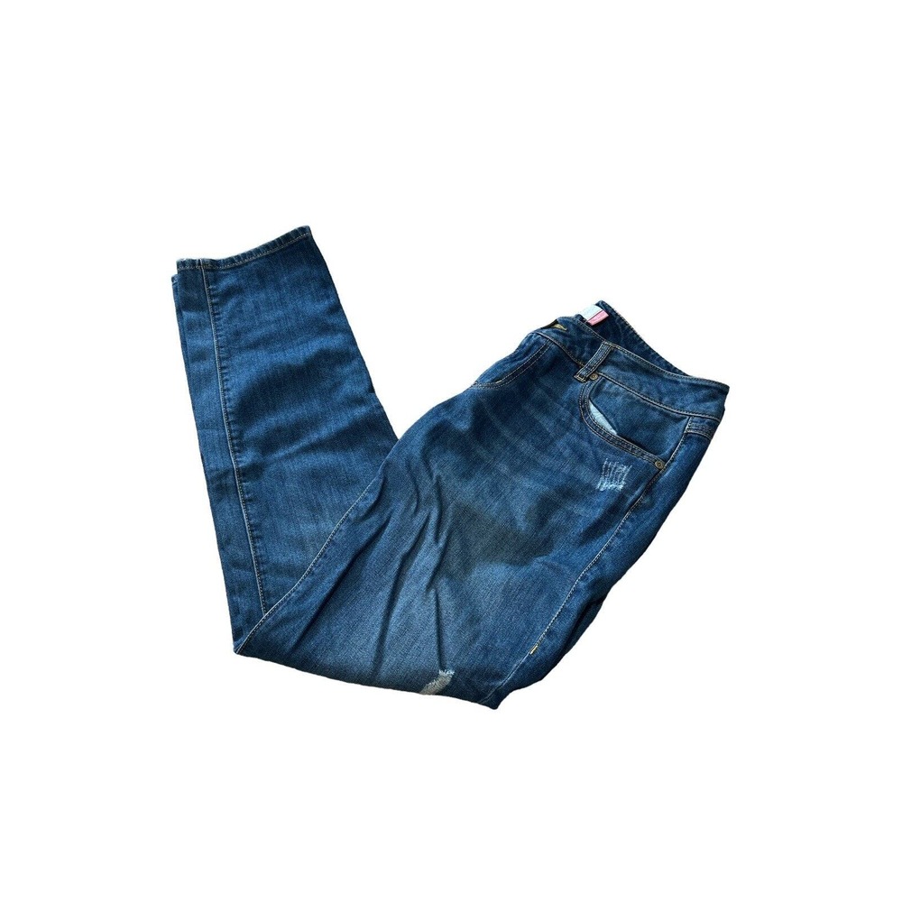 CAbi #5165 Mojave Distressed Slim Boyfriend Denim Jeans Size 6 Medium Wash‎
